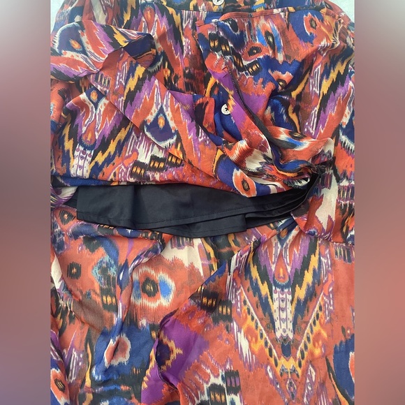 Live 4 Truth Abstract Boho Hippie Midi Skirt Lined Size 1 Button Front - Picture 5 of 8